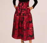 Combo Floral Jacquard Dress In Black Red 3
