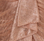 Draped Metallic Foil Long Dress In Rose Gold 7