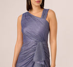 Draped Metallic Foil Long Dress In Peri Cruise 3