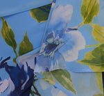 Asymmetrical Draped Floral Chiffon Gown In Blue Multi 6