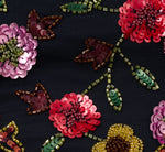 Short Sleeve Floral Beaded Midi Dress In Navy Multi 6