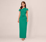 Asymmetrical Draped Column Gown In Emerald 2
