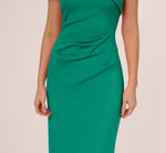 Asymmetrical Draped Column Gown In Emerald 4
