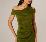 Asymmetrical Draped Column Gown In Jungle Olive 3