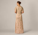Flutter Sleeve Beaded Wrap Dress In Blush Multi 5