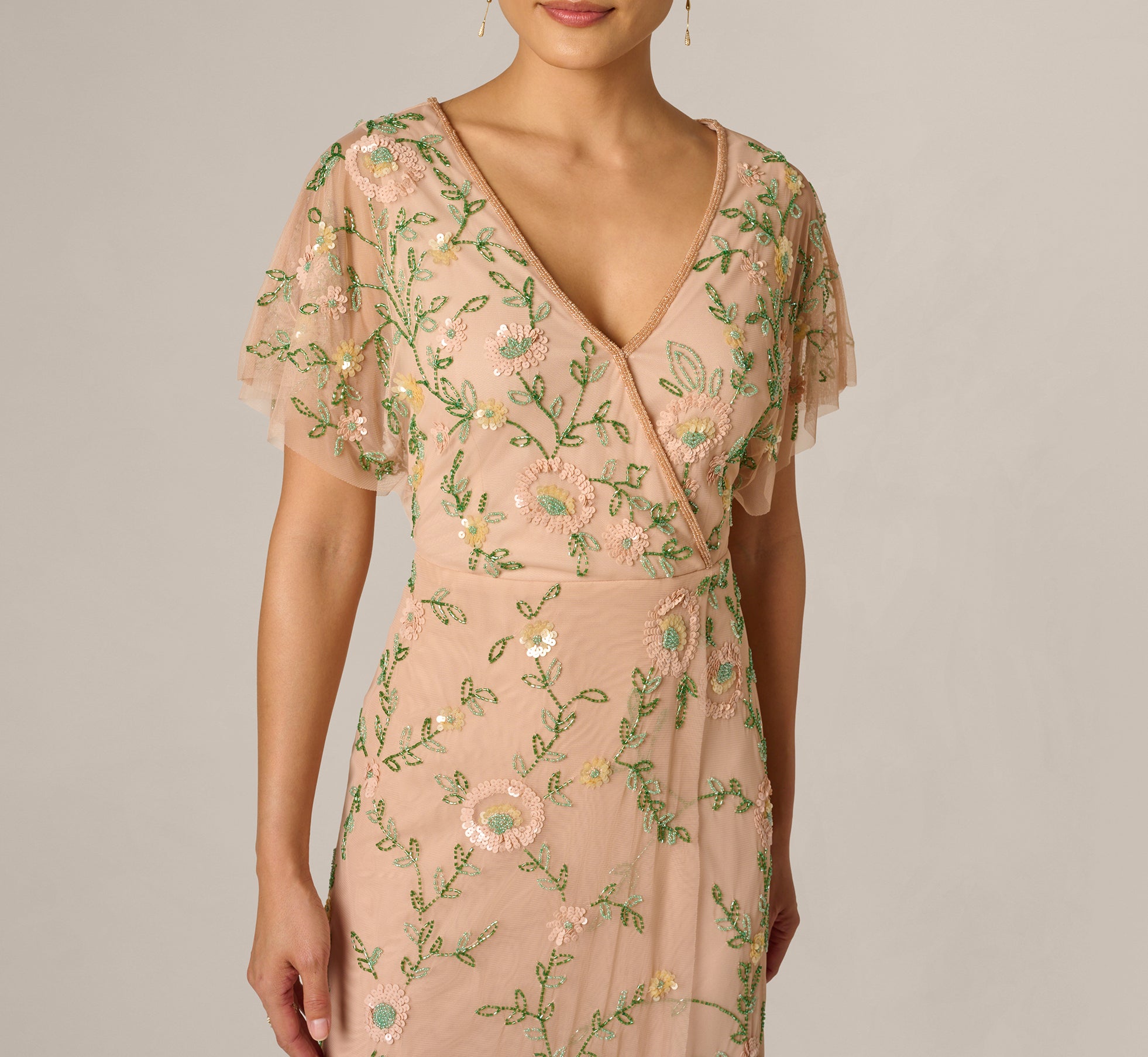 beaded wrap dress Topshop + Sequin Floral Beaded Wrap Dress