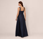 Sleeveless Beaded Mikado Fit And Flare Gown In Midnight 6