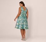 Plus Size Metallic Floral Jacquard Midi Dress In Blue Multi 5