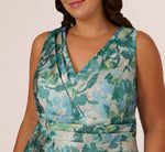 Plus Size Metallic Floral Jacquard Midi Dress In Blue Multi 3