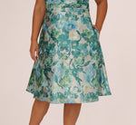 Plus Size Metallic Floral Jacquard Midi Dress In Blue Multi 4
