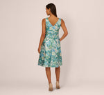 Metallic Floral Jacquard Midi Dress In Blue Multi 6