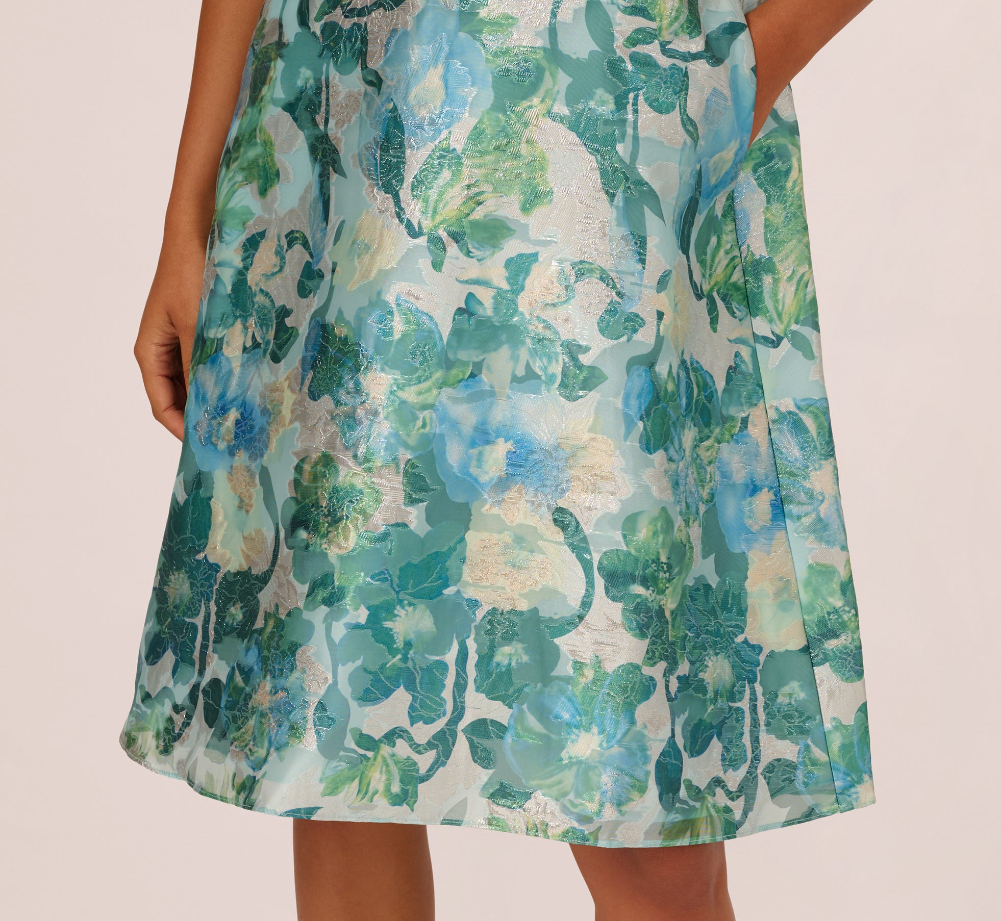 agnes floral jacquard midi dress Multi Colored Metallic Floral Jacquard Midi Dress