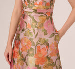 Metallic Floral Jacquard Midi Dress In Yellow Orange Multi 3