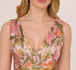 Metallic Floral Jacquard Midi Dress In Yellow Orange Multi 4