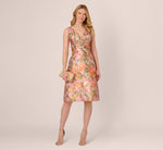 Metallic Floral Jacquard Midi Dress In Yellow Orange Multi 1