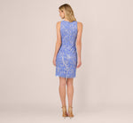 Sleeveless Beaded Scrollwork Sheath Dress In Peri Blue 5