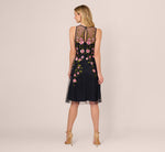 Floral Embroidered Illusion Midi Dress In Midnight Multi 6