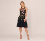 Floral Embroidered Illusion Midi Dress In Midnight Multi 8