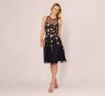 Floral Embroidered Illusion Midi Dress In Midnight Multi 2