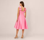 Sleeveless Mikado 3D Floral Fit And Flare Midi Dress In Cherry Blossom 6