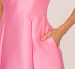 Sleeveless Mikado 3D Floral Fit And Flare Midi Dress In Cherry Blossom 5