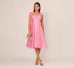 Sleeveless Mikado 3D Floral Fit And Flare Midi Dress In Cherry Blossom 2