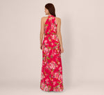 Floral Chiffon Keyhole Halter Maxi Dress In Pink Multi 6
