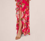 Floral Chiffon Keyhole Halter Maxi Dress In Pink Multi 4