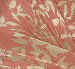 Flutter Sleeve Draped Foil Leaf Midi Dress In Coral Gold 6