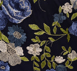 Embroidered Floral Cap Sleeve Column Gown In Navy Multi 6