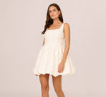 Sleeveless 3D Floral Taffeta Bubble Dress In Ivory 3