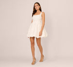 Sleeveless 3D Floral Taffeta Bubble Dress In Ivory 8