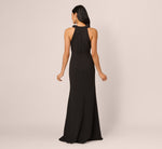 Floral Embellished Crossover Halter Gown In Black 5