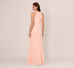 Floral Embellished Crossover Halter Gown In Peach Kiss 6