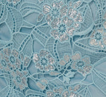 Off Shoulder Bell Sleeve Sequin Lace Gown In Airy Aqua 6