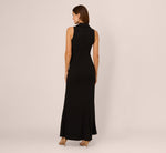 Scalloped Collar Tuxedo Mermaid Gown In Black 5