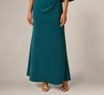 Off Shoulder Bell Sleeve Rosette Gown In Hunter 4