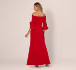 Off Shoulder Bell Sleeve Rosette Gown In Super Red 6