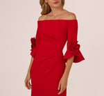 Off Shoulder Bell Sleeve Rosette Gown In Super Red 4