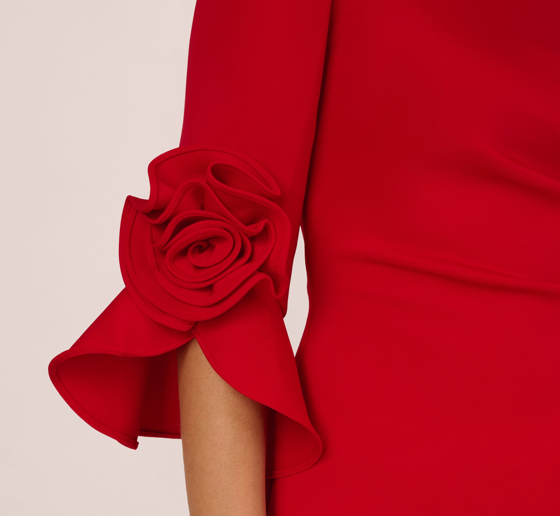 Super Red Off Shoulder Bell Sleeve Rosette Gown