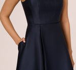 Mikado Sleeveless Square Neck Midi Dress In Midnight 4