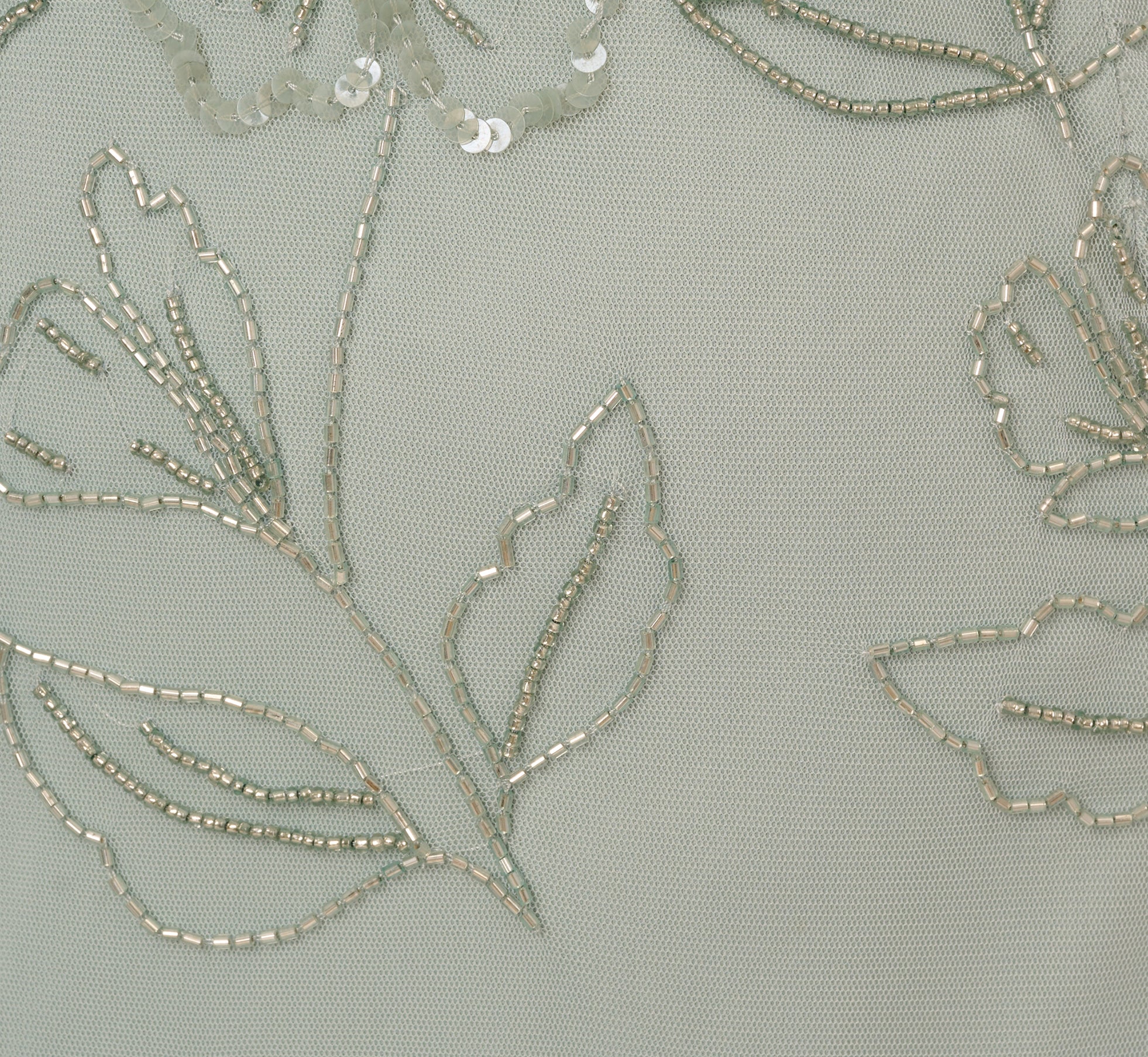 Plus Size Flutter Sleeve Floral Beaded Blouson Gown In Aqua Dust 1