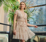 Cap Sleeve Pearly Sequin Cocktail Dress In Pale Pink 1