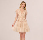 Cap Sleeve Pearly Sequin Cocktail Dress In Pale Pink 3