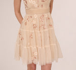 Cap Sleeve Pearly Sequin Cocktail Dress In Pale Pink 5