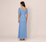 Tulip Sleeve 3D Floral Beaded Mermaid Dress In Bluebell 5