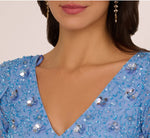 Tulip Sleeve 3D Floral Beaded Mermaid Dress In Bluebell 4