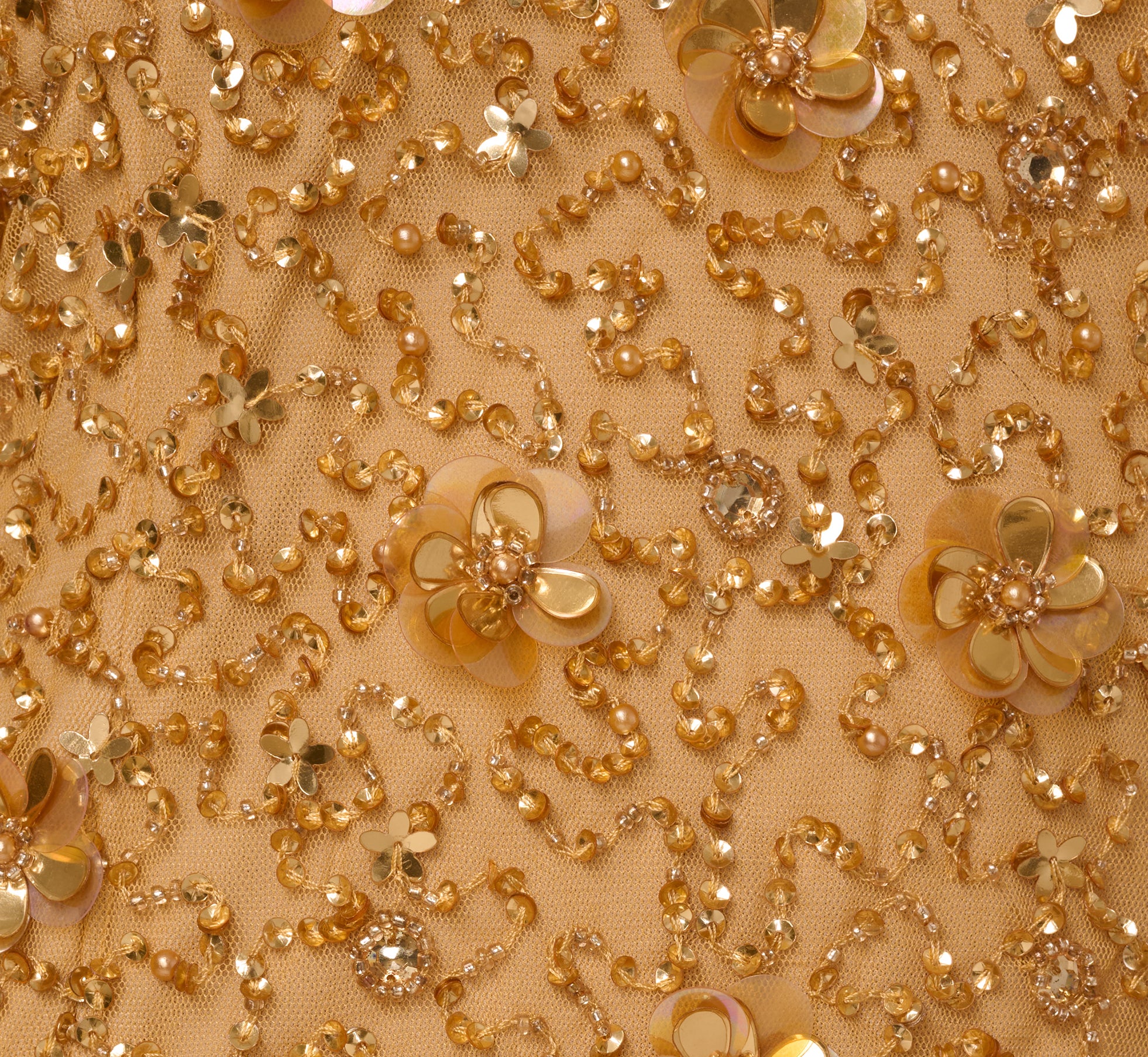 Sleeveless V Neck 3D Floral Beaded Gown In Golden Ray 1