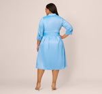 Plus Size Three Quarter Sleeve Taffeta Midi Shirt Dress In Bluebell 5