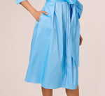 Three Quarter Sleeve Taffeta Midi Shirt Dress In Bluebell 5